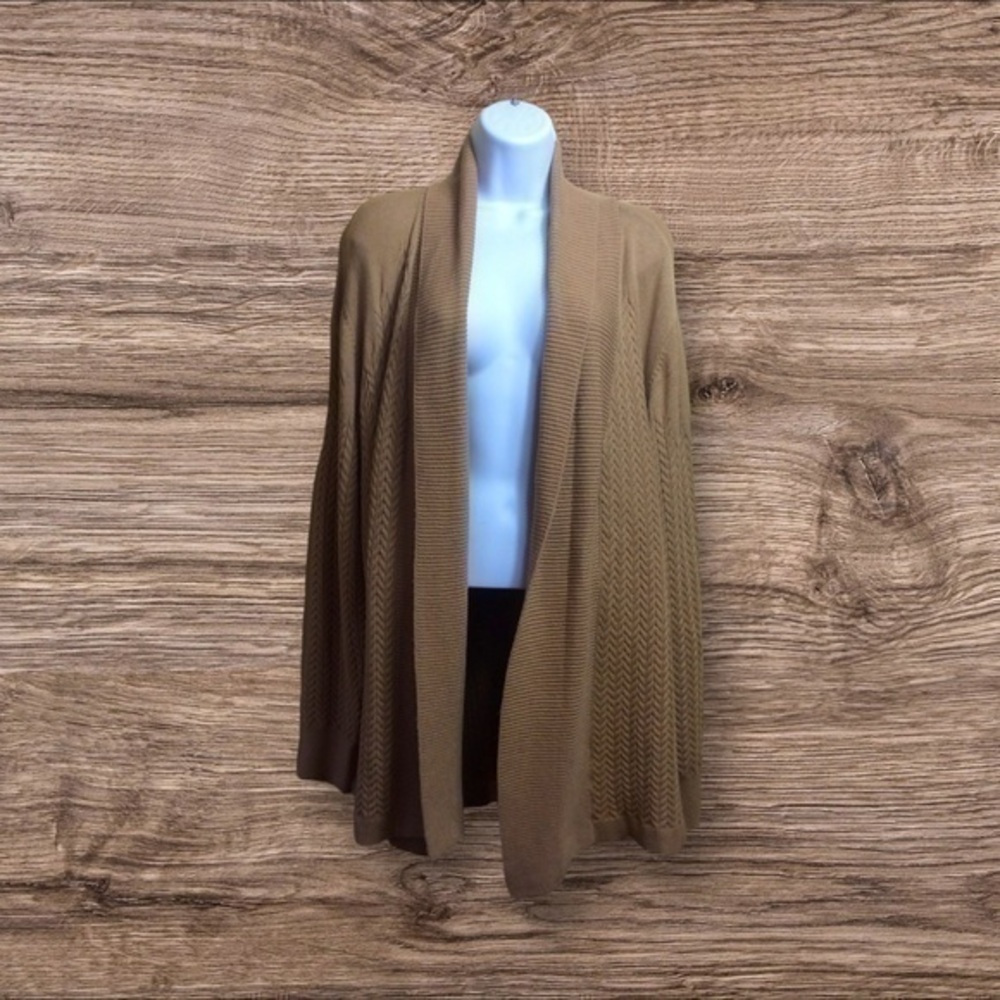 Chicos 3  XL Brown herringbone cardigan.